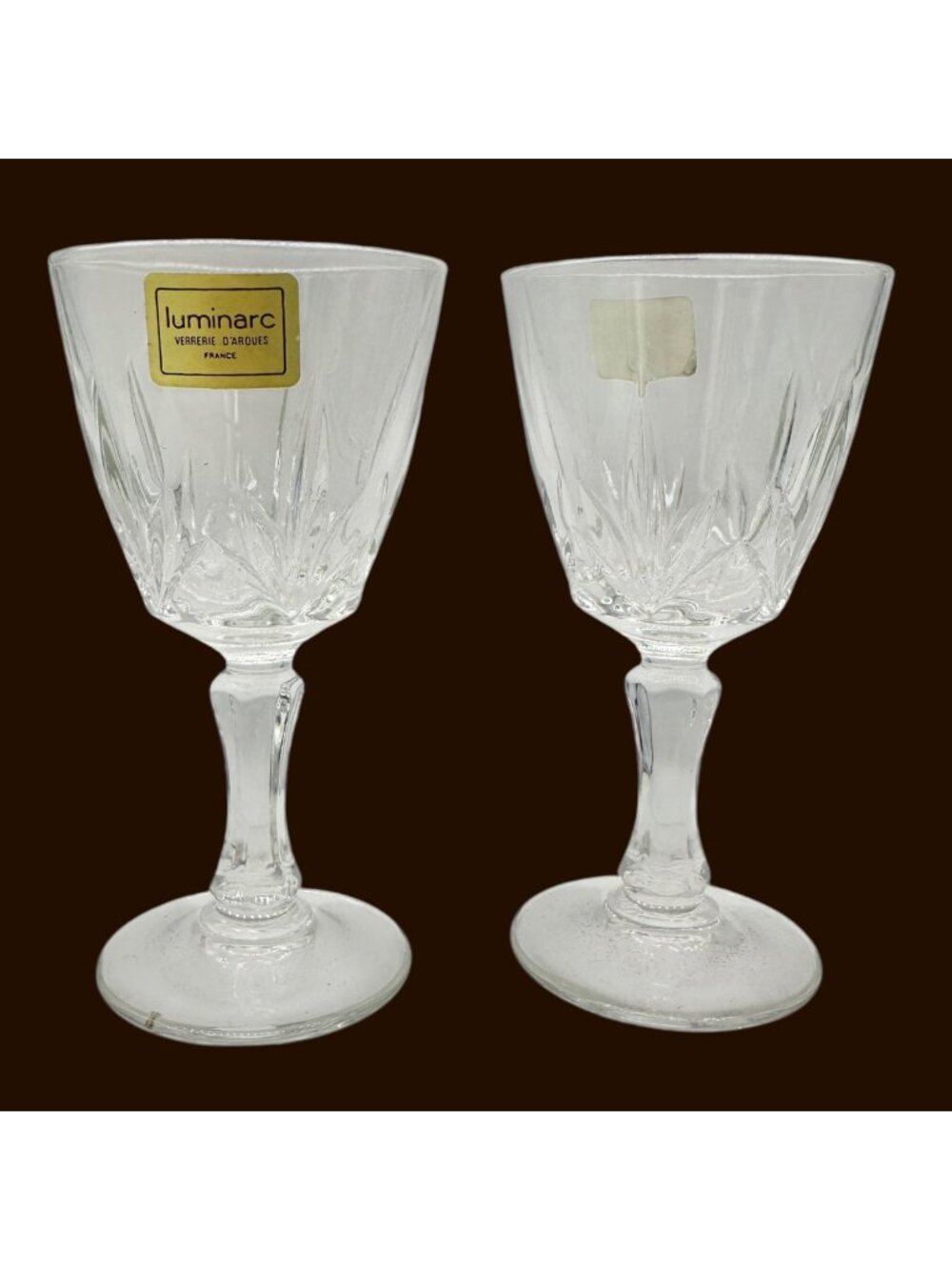 Luminarc Cordial Liqueur Glasses Set of 2 Crystal Pattern France Vintage 4" Tall